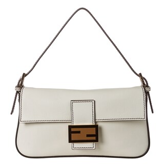 Fendi Cream Leather Baguette with Dual Straps
