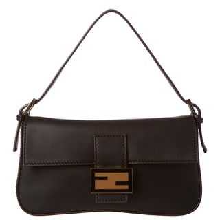 Fendi Black Leather Baguette with Dual Straps