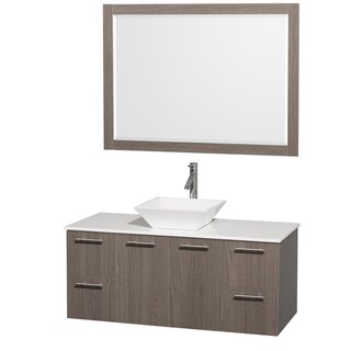 --->  Wyndham Collection 'Amare' 48-inch Grey Oak/ White Top/ White Sink Vanity Set