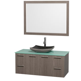 Hot Deal Wyndham Collection 'Amare' 48-inch Grey Oak/ Green Top/ Granite Sink Vanity Set