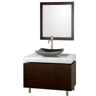 Compare Price Wyndham Collection 'Malibu' 36-inch Espresso/ Carrrera Top/ Granite Sink Vanity Set