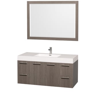 Low Price Wyndham Collection 'Amare' 48-inch Grey Oak/ White Single Vanity Set