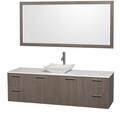 Wyndham Collection 'Amare' 72-inch Grey Oak/ White Top/ Carrera Sink Vanity Set