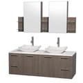 Wyndham Collection 'Amare' 60-inch Grey Oak/ White Top/ Carrera Sink Vanity Set
