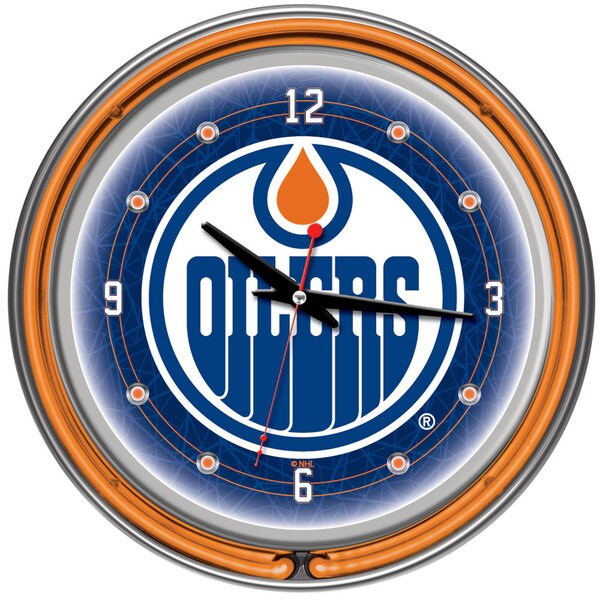 NHL Edmonton Oilers Double Neon Ring Clock 