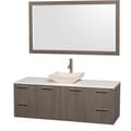 Wyndham Collection 'Amare' 60-inch Grey Oak/ White Top/ Ivory Sink Vanity Set