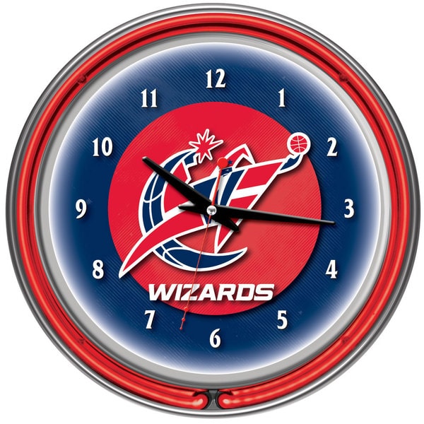 Washington Wizards NBA Chrome Double Neon Ring Clock