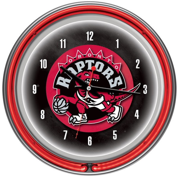 Toronto Raptors NBA Chrome Double Neon Ring Clock