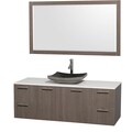 Wyndham Collection 'Amare' 60-inch Grey Oak/ White Top/ Granite Sink Vanity Set