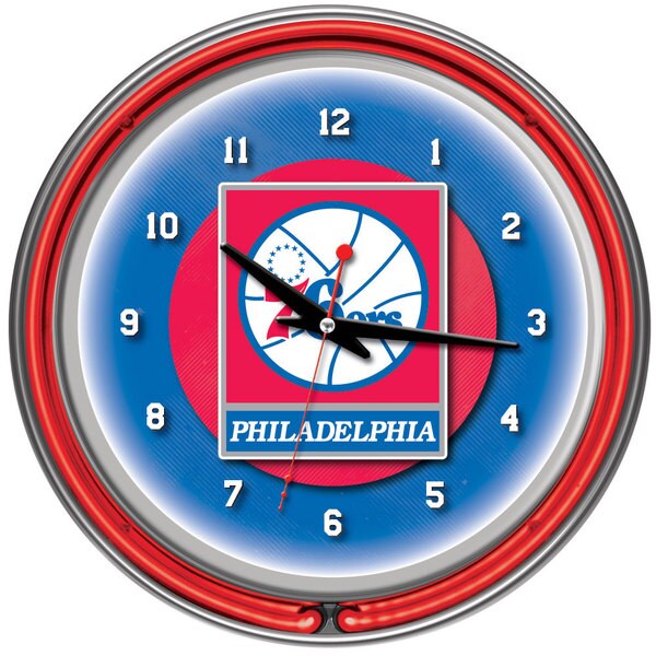 Philadelphia 76ers NBA Chrome Double Neon Clock
