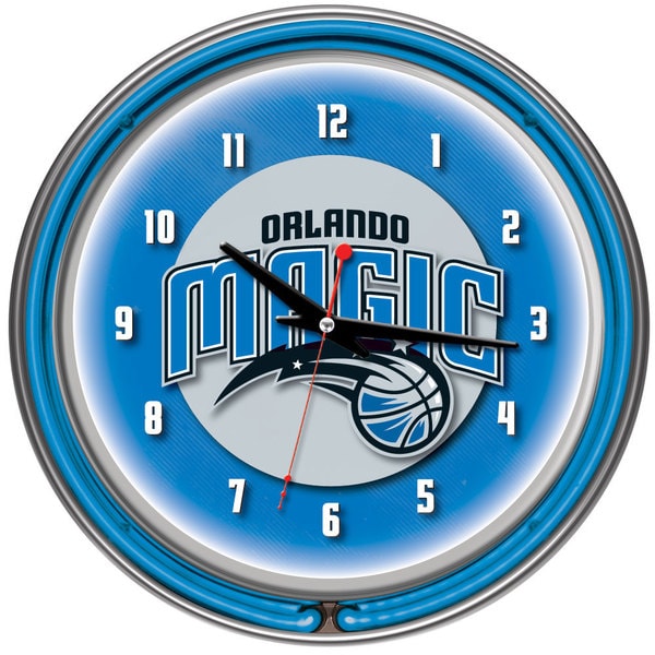Orlando Magic NBA Chrome Double Neon Ring Clock