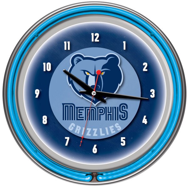 Memphis Grizzlies NBA Chrome Double Ring Neon Clock