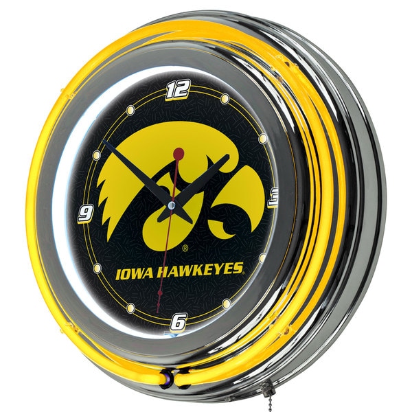 NCAA University of Iowa Neon Clock 