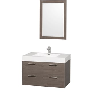Low Price Wyndham Collection 'Amare' 36-inch Grey Oak/ White Single Vanity Set