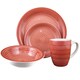 16-Piece Red Swirl Stoneware Dinnerware Set