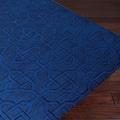 Hand-crafted Viburnum Solid Blue Geometric Wool Rug (8' x 11')