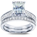 14k Gold Moissanite and 1/3ct TDW Diamond Bridal Ring Set (G-H, I1-I2)