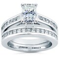 14k Gold Moissanite and 1ct TDW Diamond Bridal Ring Set (H-I, I1-I2)