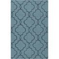Hand-crafted Tallapoosa Teal Green Geometric Lattice Wool Rug (8' x 11')