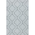 Hand-crafted Stover Grey Geometric Lattice Wool Rug (2' x 3')