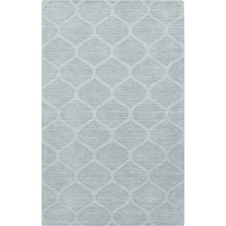 Hand-crafted Blue/Grey Lattice Wheaton Wool Rug (3'3 x 5'3)