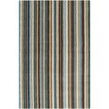 Hand-crafted Casual Green/Brown Stripe Wentzville Wool Rug (8' x 11')