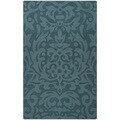 Hand-crafted Westboro Solid Teal Green Damask Wool Rug (5' x 8')