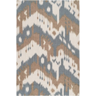 Hand-woven Ikat Chimbote Natural Wool Flatweave Rug (8' x 11')
