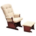 DaVinci Sleigh Multi-position Lock Glider and Ottoman Set in Beige/Cherry
