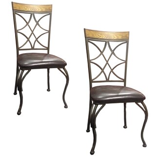 Sierra Vinyl Dark Brown Metal/Wood Side Chairs (Set of 2)