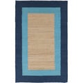 Hand-woven Navy Border Natural Fiber Jute Rug (5' x 8')