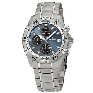 Festina Men's Estuche Blue/ Silver Steel Quartz Watch