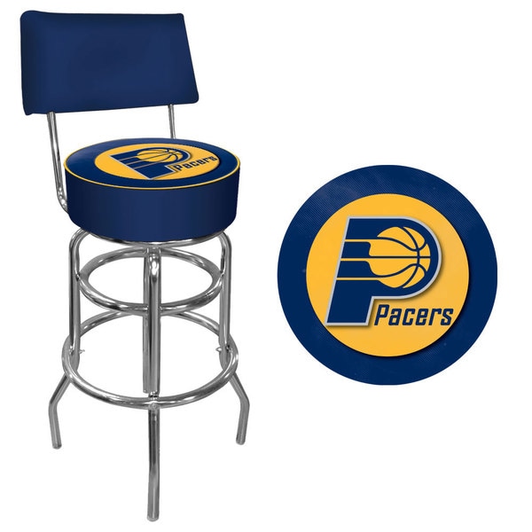 Pacers Trademark Games Officially Licensed NBA Padded Bar Stool with Back