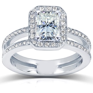 14k Gold Moissanite and 1/3ct TDW Diamond Engagement Ring (G-H, I1-I2)