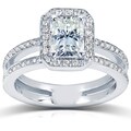 14k Gold Moissanite and 1/3ct TDW Diamond Engagement Ring (G-H, I1-I2)