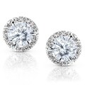 14k Gold Moissanite and 1/4ct TDW Diamond Stud Earrings (G-H, I1-I2)