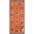 Afghan Hand-knotted Mimana Kilim Red/ Brown Wool Rug (2'2 x 4'9)