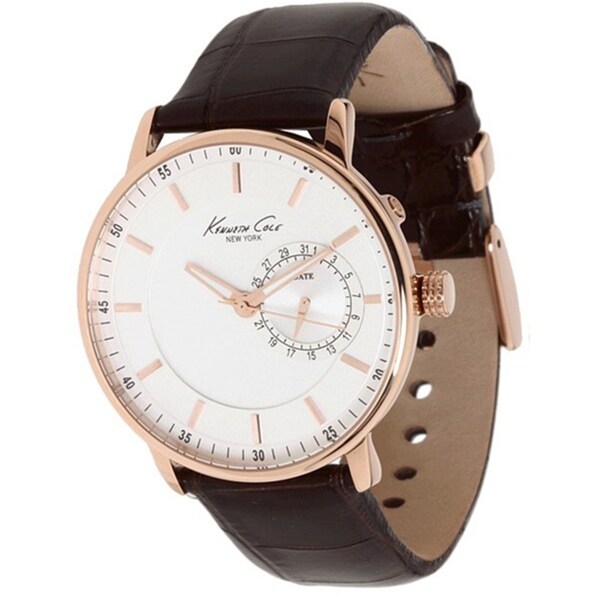 Kenneth Cole Men's Classics Brown Crocodile Leather Strap Quartz Watch