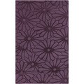 Hand-crafted Raisin Daisies Purple Floral Wool Rug (2' x 3')