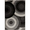 Black Circles Coal Black Area Rug (2' x 3')