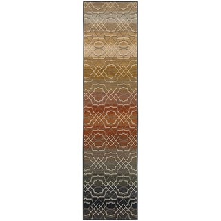 Indoor Grey Multicolored Geometric Area Rug (1'10 X 7'6)