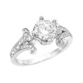 14k White Gold Moissanite and 1/4ct TDW Diamond Engagement Ring (G, SI1)
