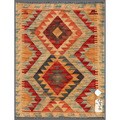 Afghan Hand-knotted Mimana Kilim Ivory/ Red Wool Rug (2' x 2'7)