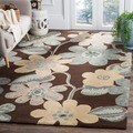 Handmade Bella Brown Wool and Viscose Rug (5' Square)