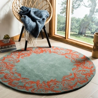 Handmade Bella Blue Wool and Viscose Rug (5' Round)
