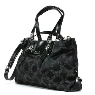 Coach 'Ashley' Black Dotted Tote Bag