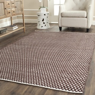 Hand-loomed Moroccan Brown Cotton Rug (4' Square)