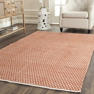 Hand-loomed Moroccan Orange Cotton Rug (4' Square)