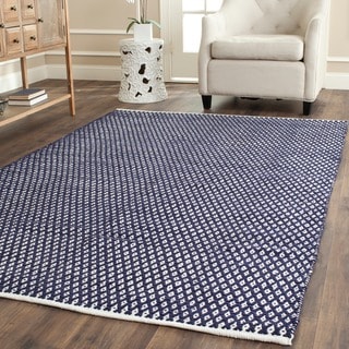 Hand-loomed Moroccan Navy Cotton Rug (4' Square)