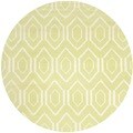 Hand-woven Moroccan Dhurrie Green Wool Rug (6' Round)
